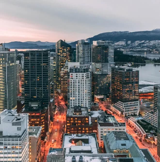 Vancouver downtown skyline at dusk